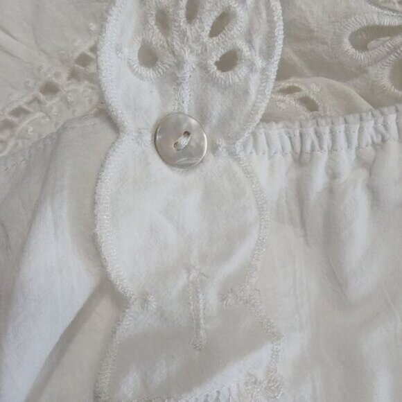 FARM Rio Midi Dress XL White Richelieu Bustier Corset Eyelet Resort Bridal - Picture 11 of 16